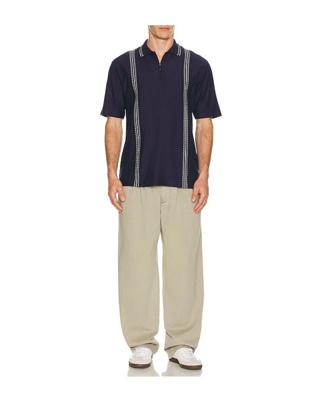 Palmes Blue Panel Zip Polo for men