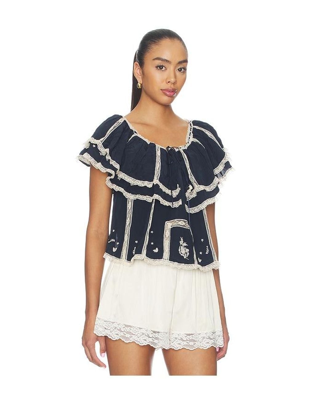 Rixo Blue Mirabella Top