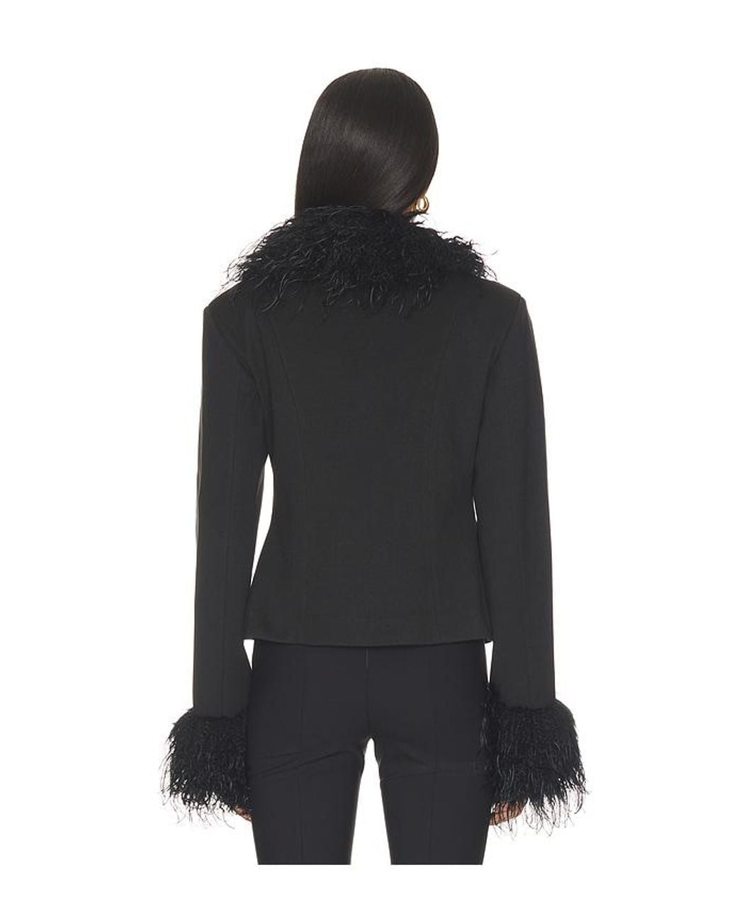 OW Collection Black Remy Faux Fur Jacket