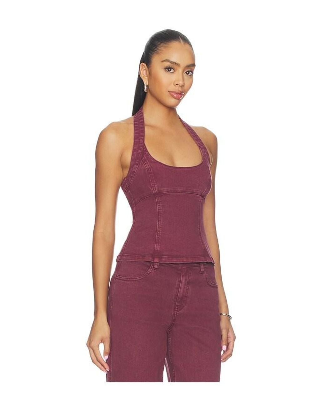 SOVERE Purple Blaine Denim Bodice Top