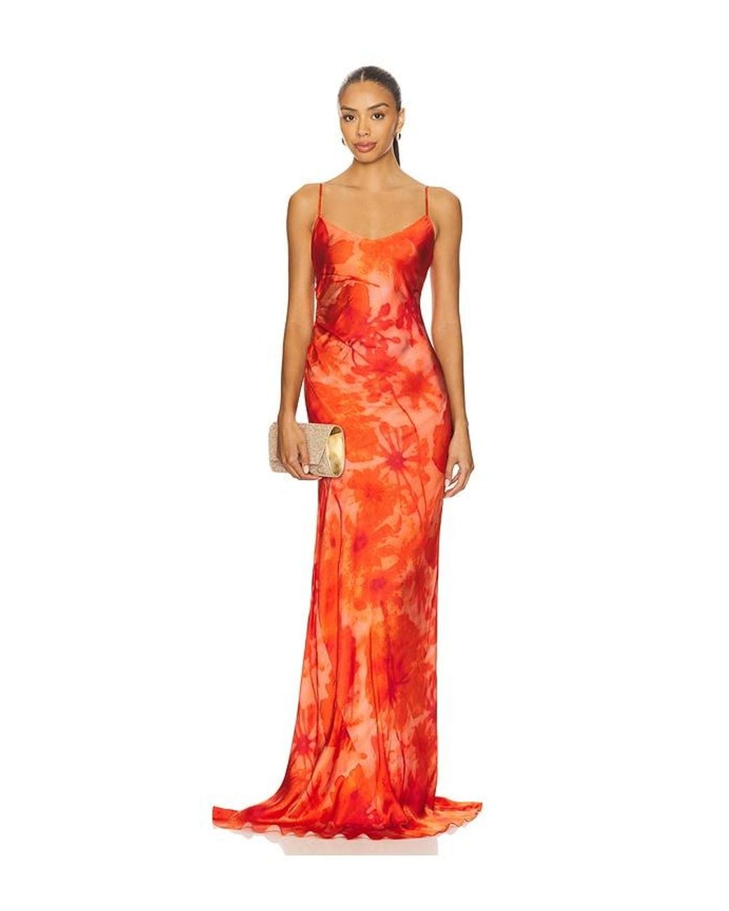 Alejandra Alonso Rojas Red Ruched Slip Gown