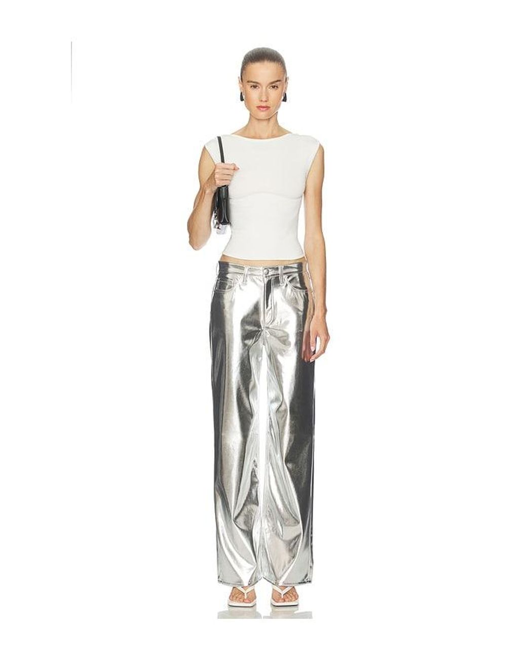 Rag & Bone White Logan Faux Leather Wide Leg Pant