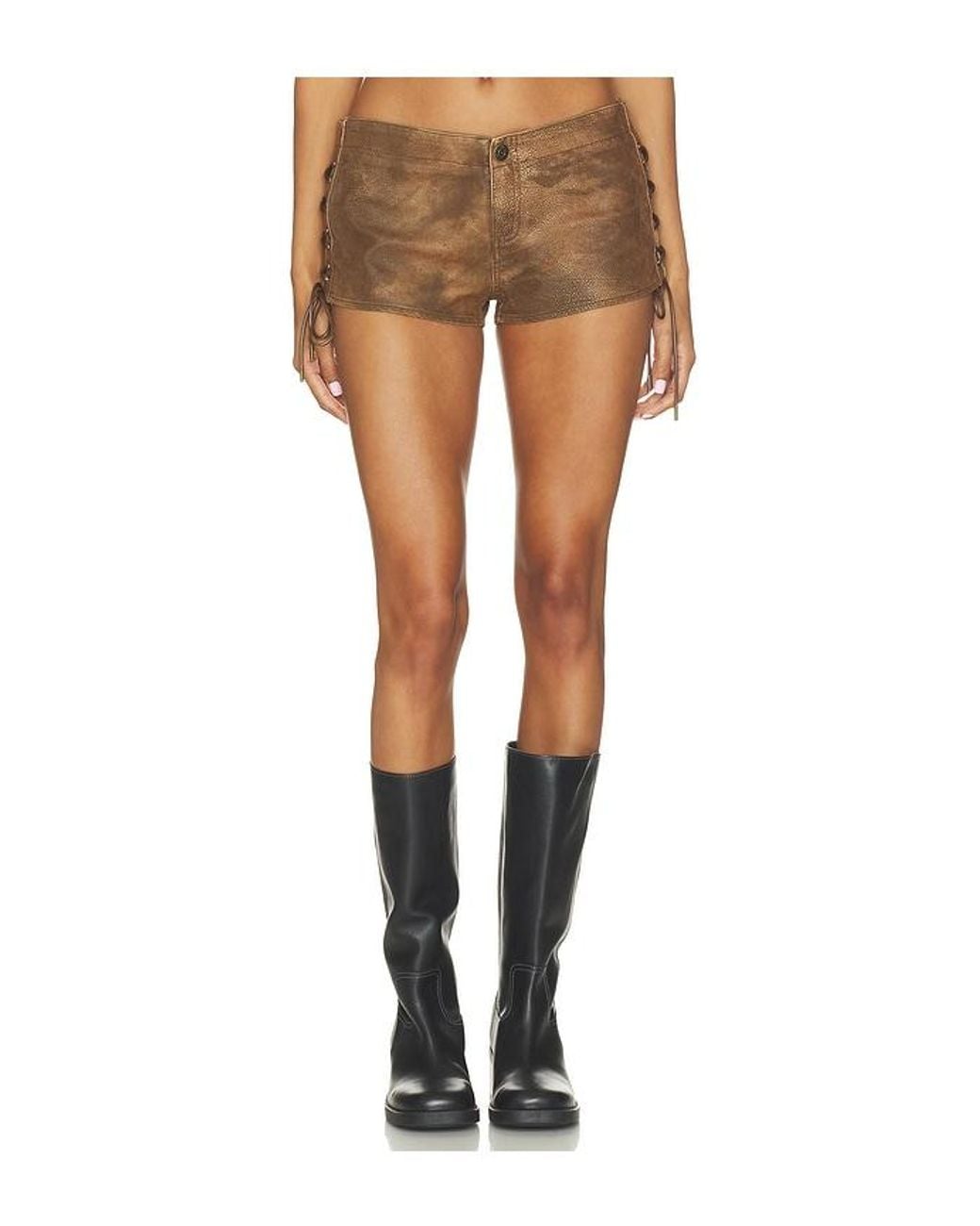 Free People Black Sun Siren Suede Mirco Short