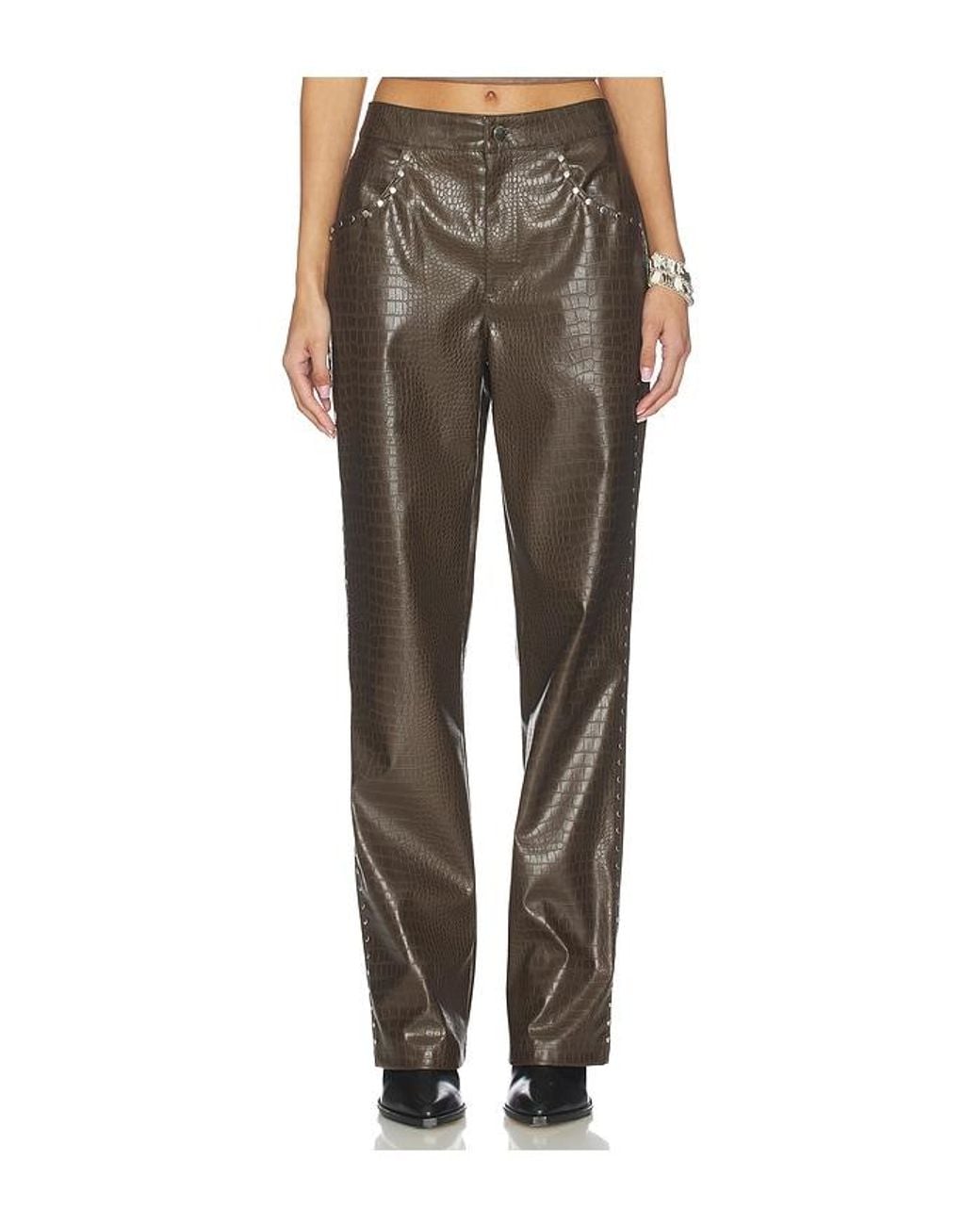 Lamarque Brown X Revolve Devin Faux Leather Croco Studded Pant
