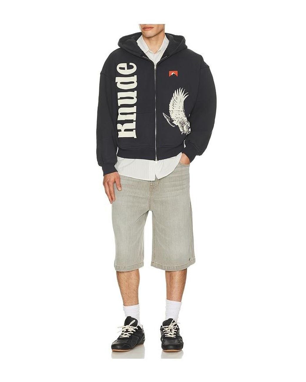Rhude Multicolor Baggy Traxedo Denim Shorts for men