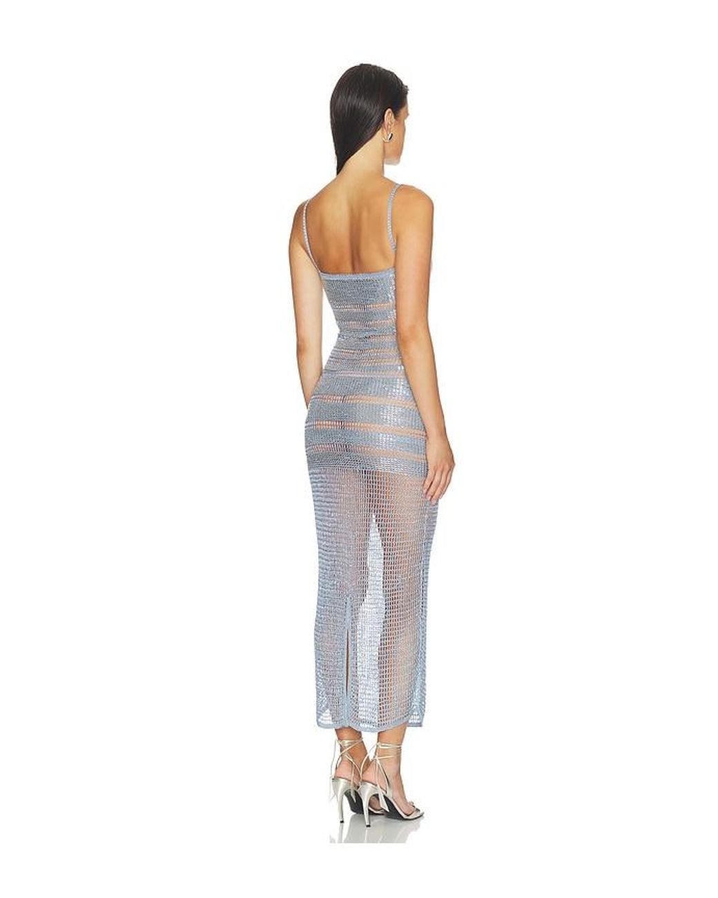 HAELO White Gradiated Embellished Dress