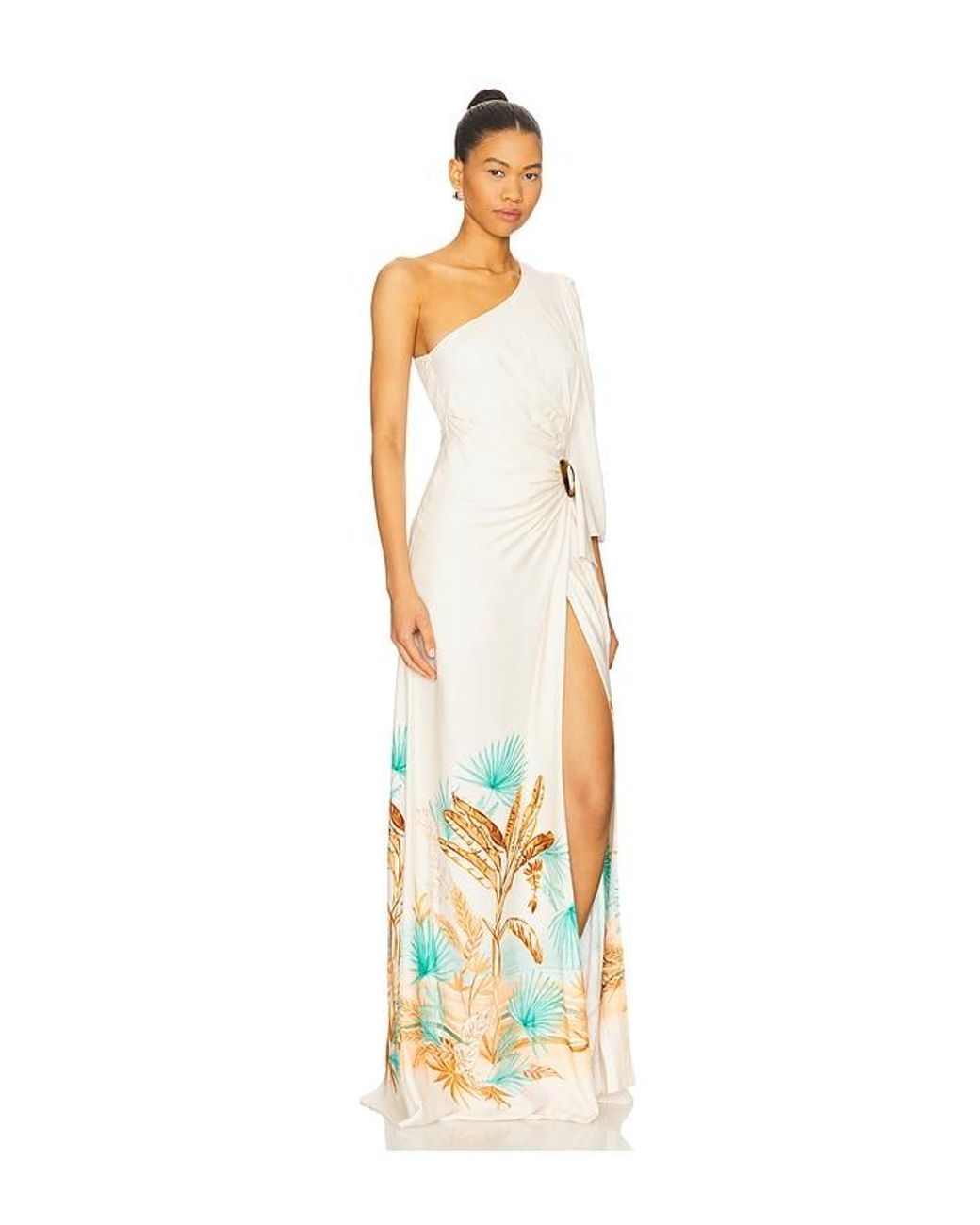 PATBO Natural Bananeira Tropical One Shoulder Maxi Dress