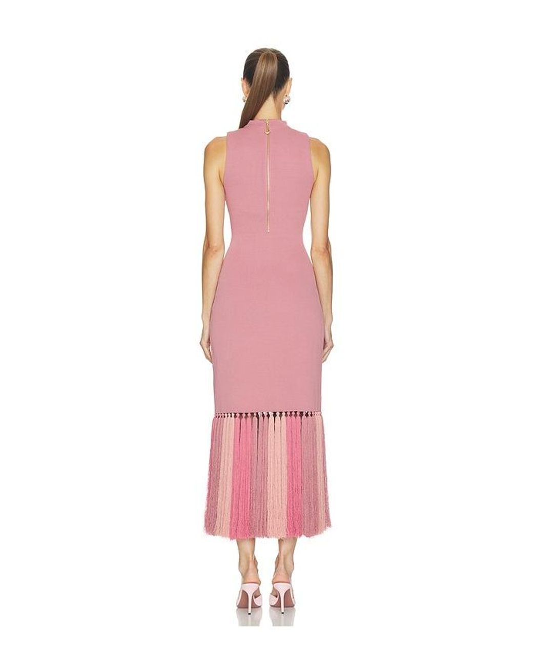 Aje. Pink Midikleid, Pompon-Detail Sofyr