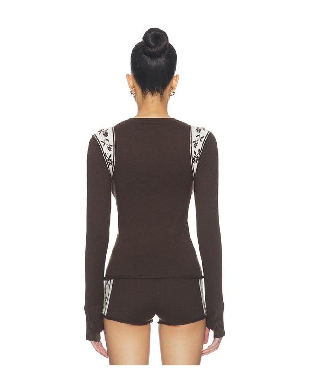 Frankie's Bikinis Black Darling Cloud Knit Long Sleeve Henley Top
