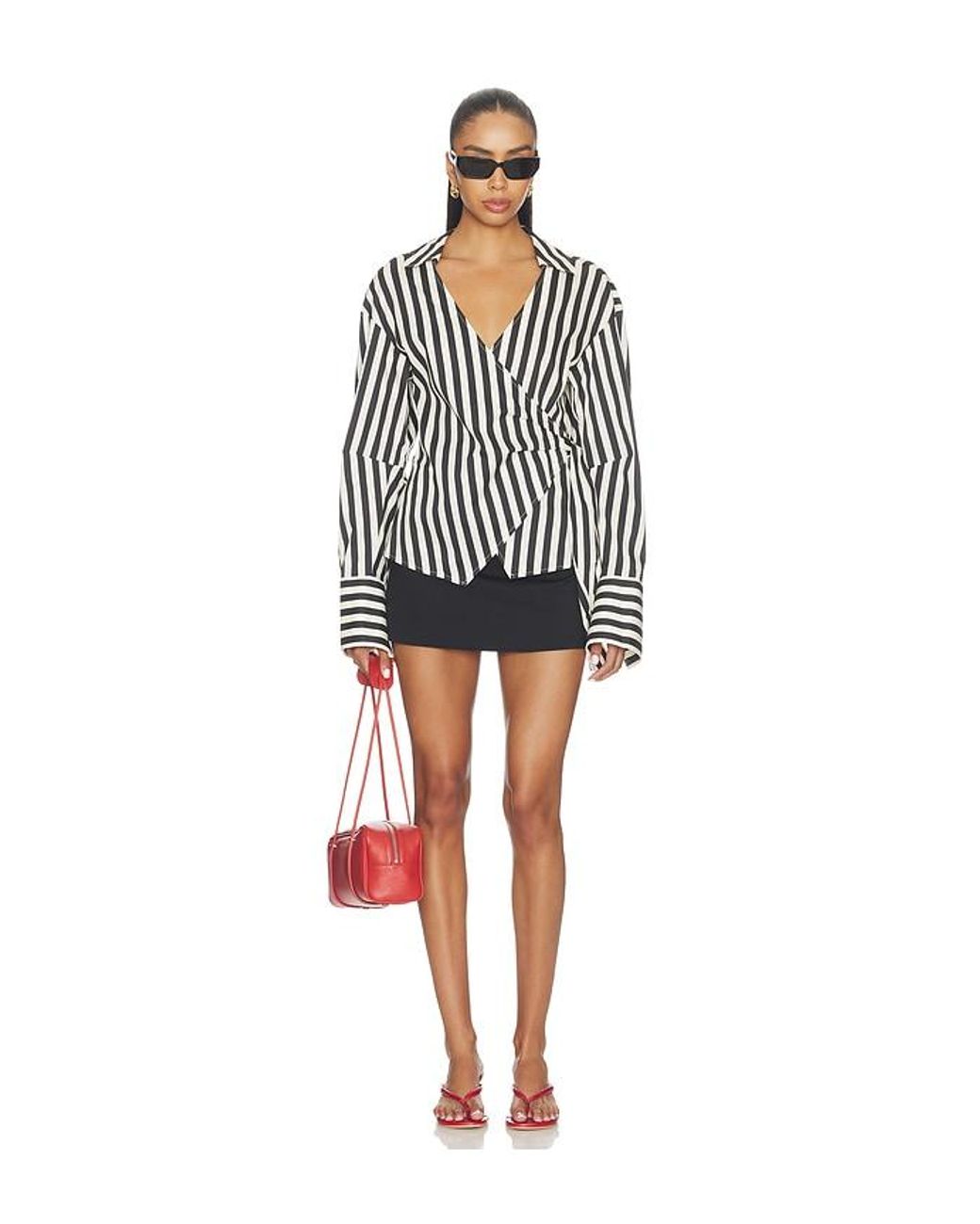 Simon Miller Black Anya Poplin Wrap Top