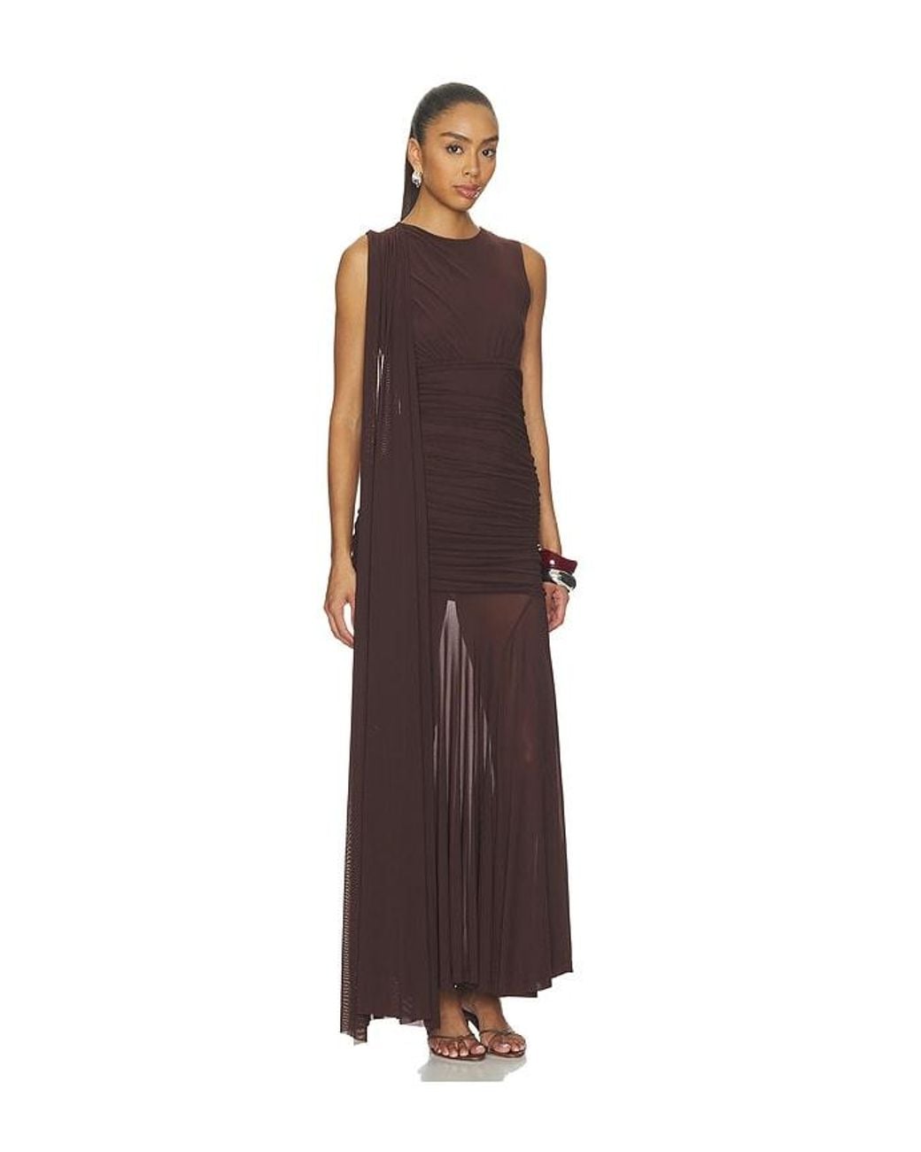 Bardot Brown Alverie Mesh Maxi Dress