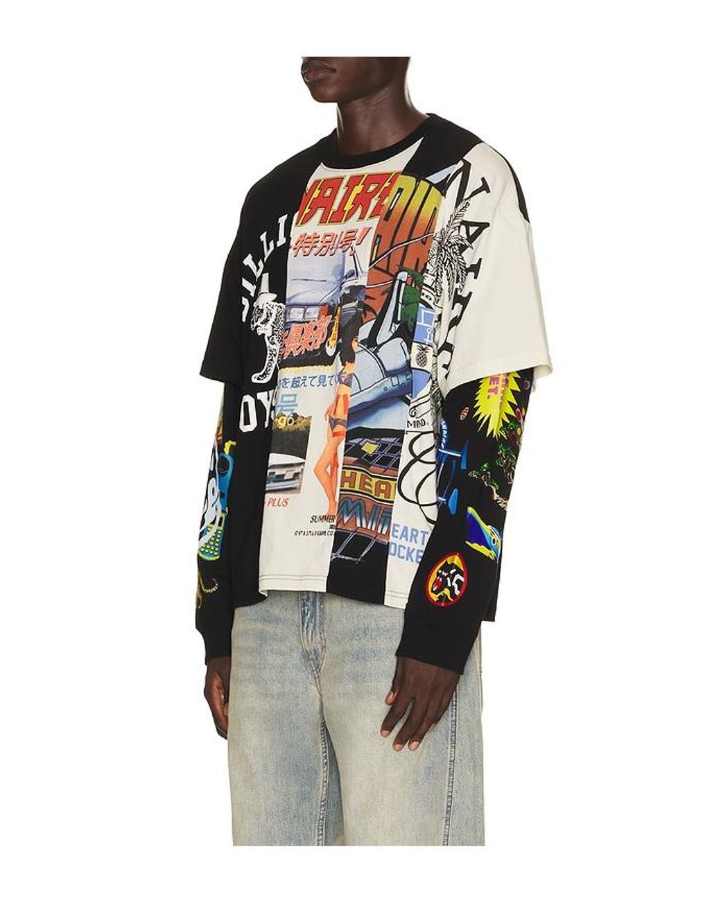 BBCICECREAM Black Original Layered Long Sleeve Tee for men
