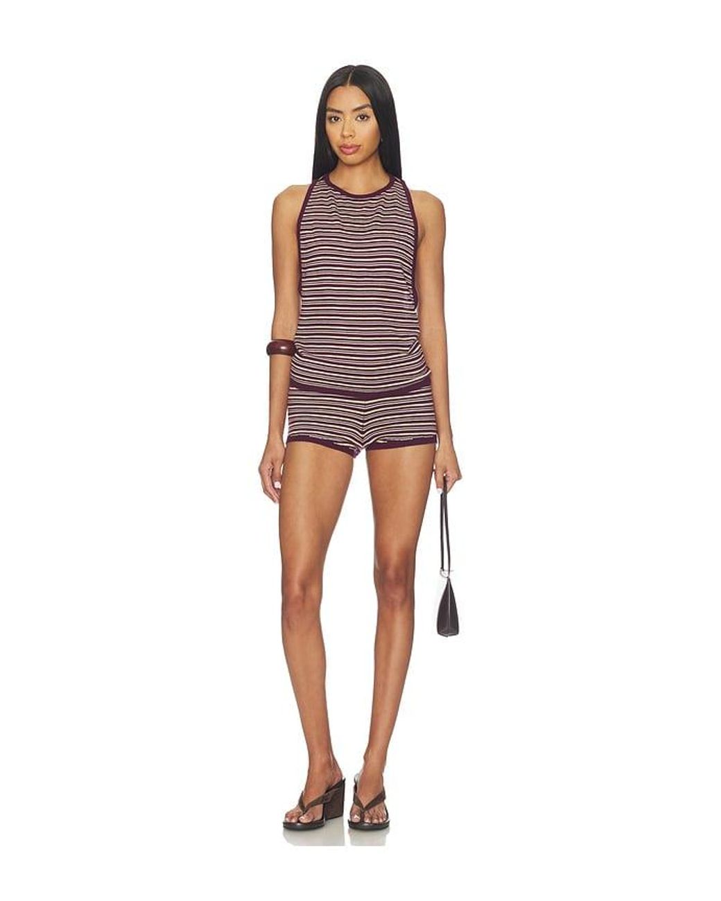 EB DENIM Red Romy Knit Racer Tank Top