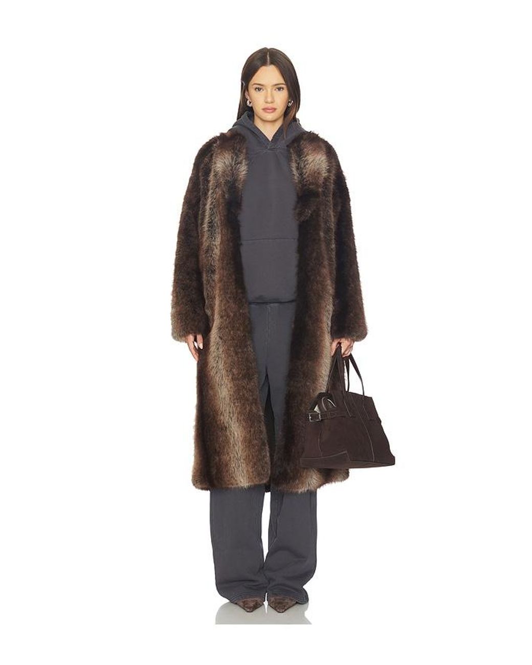 Line & Dot Black Cairo Faux Fur Coat