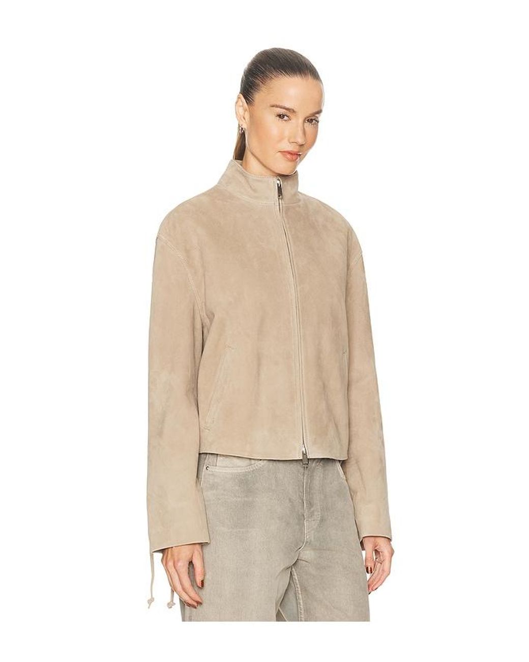 GRLFRND Natural Annika Suede Lace Up Jacket