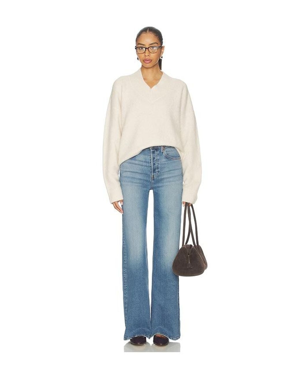 Re/done Blue High Rise Wide Leg Jeans