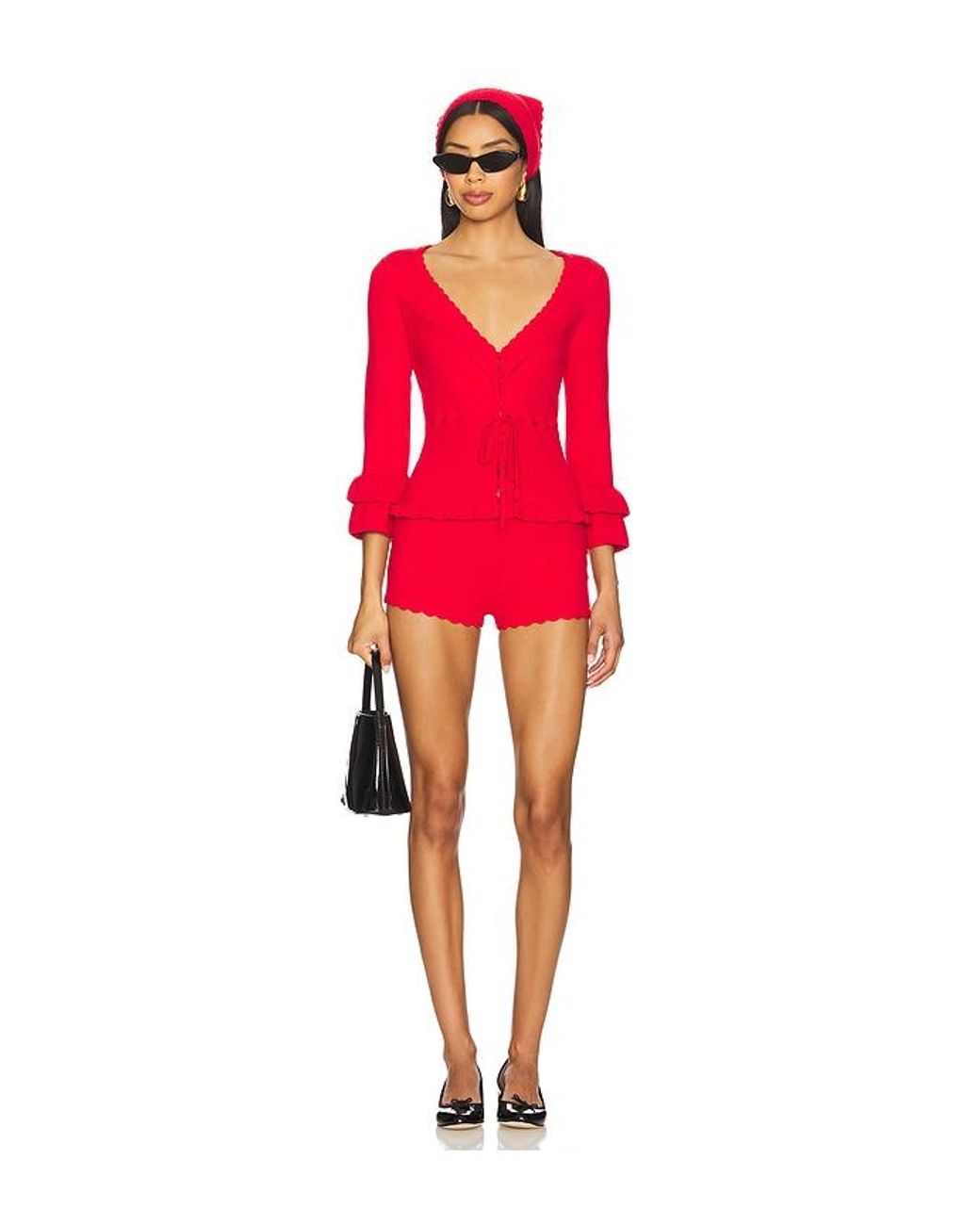 GUIZIO Red Mathilde Top