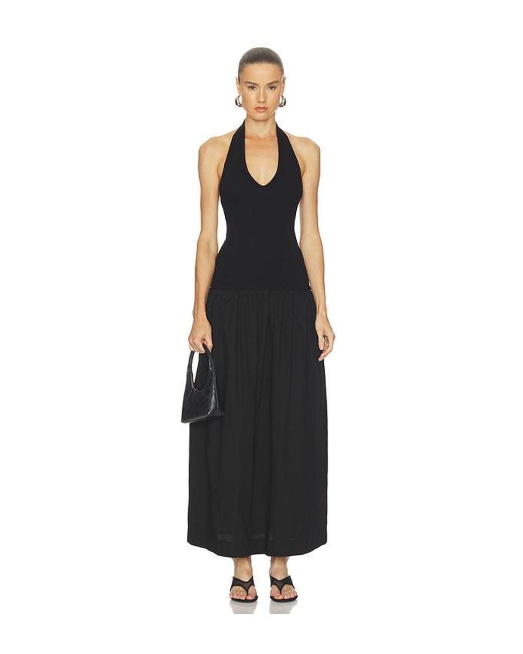 Enza Costa Black Cotton Halter Dress