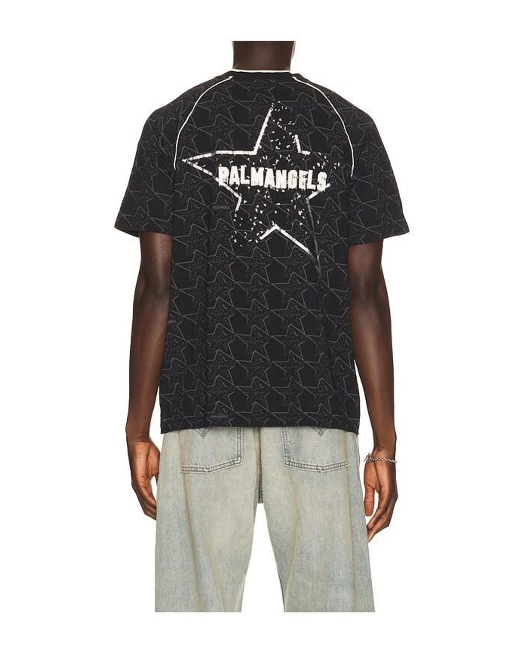 Palm Angels Black Starry Palm Allover Tee for men