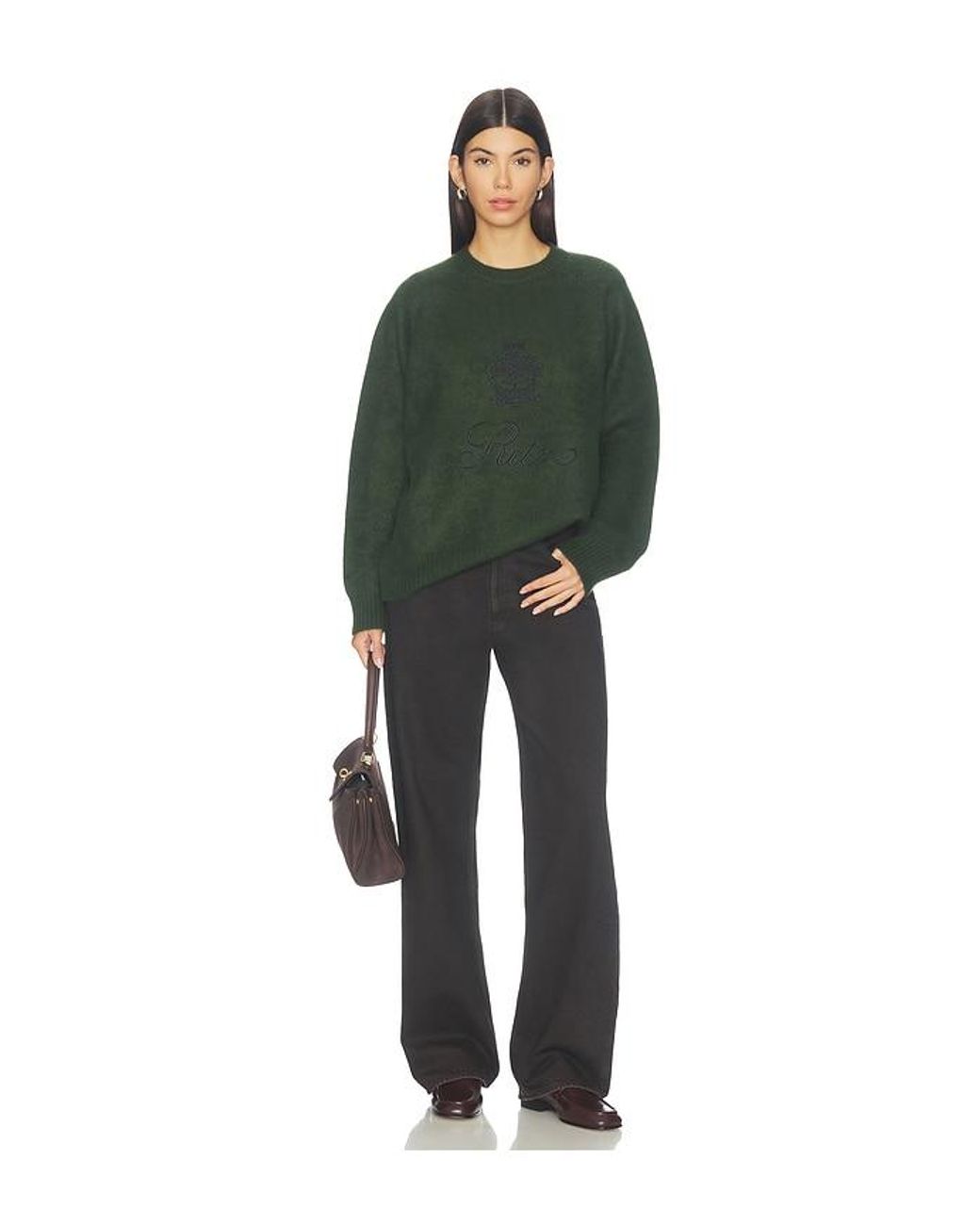 FRAME Green The Ritz Brushed Cashmere Sweater