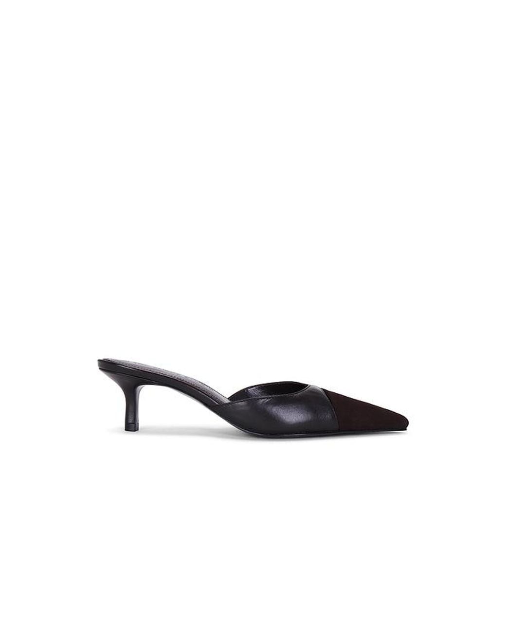 Black Suede Studio White Rue 50 Mule Pump