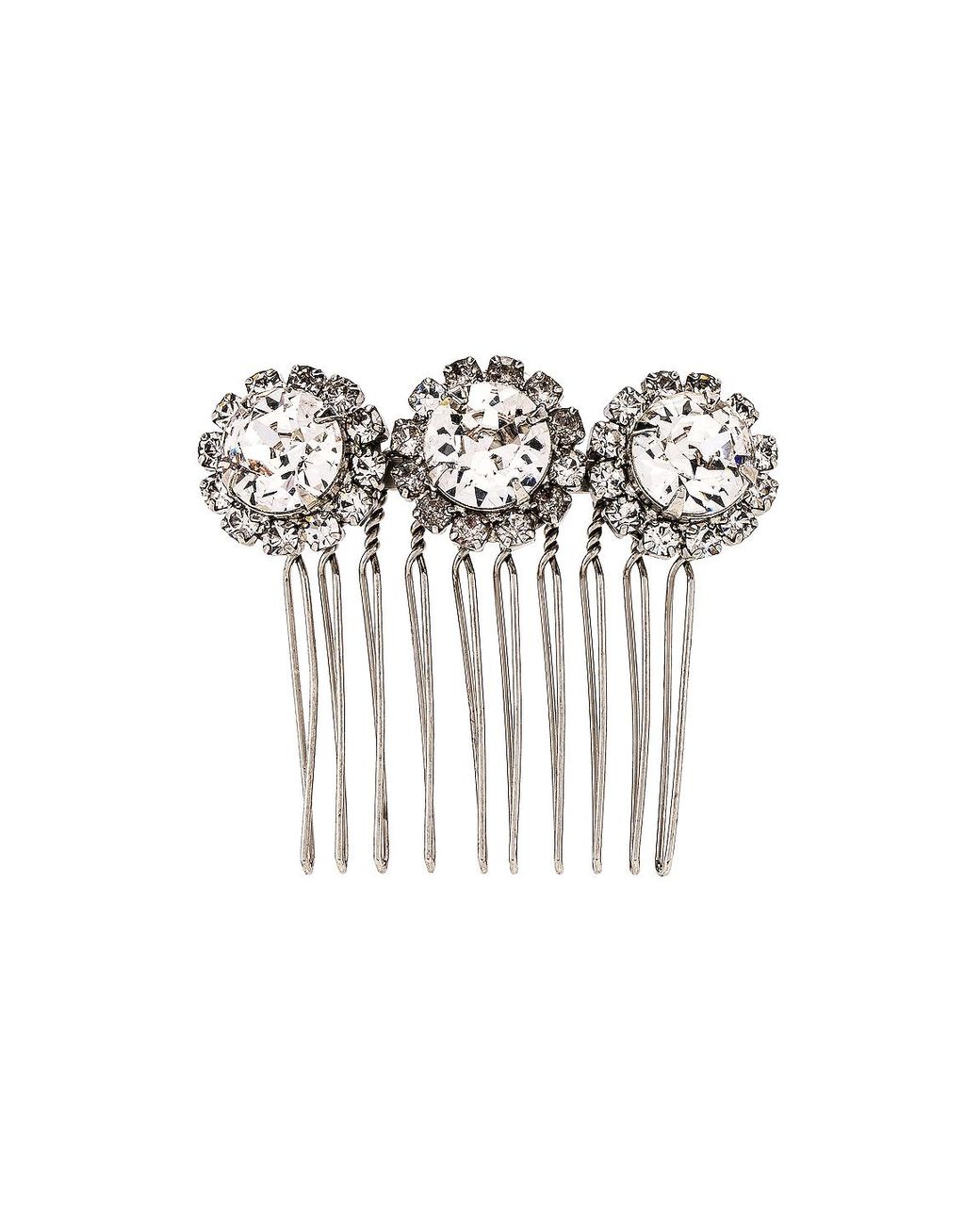 Elizabeth Cole Crystal Short Hair Comb In Silver Metallic Lyst