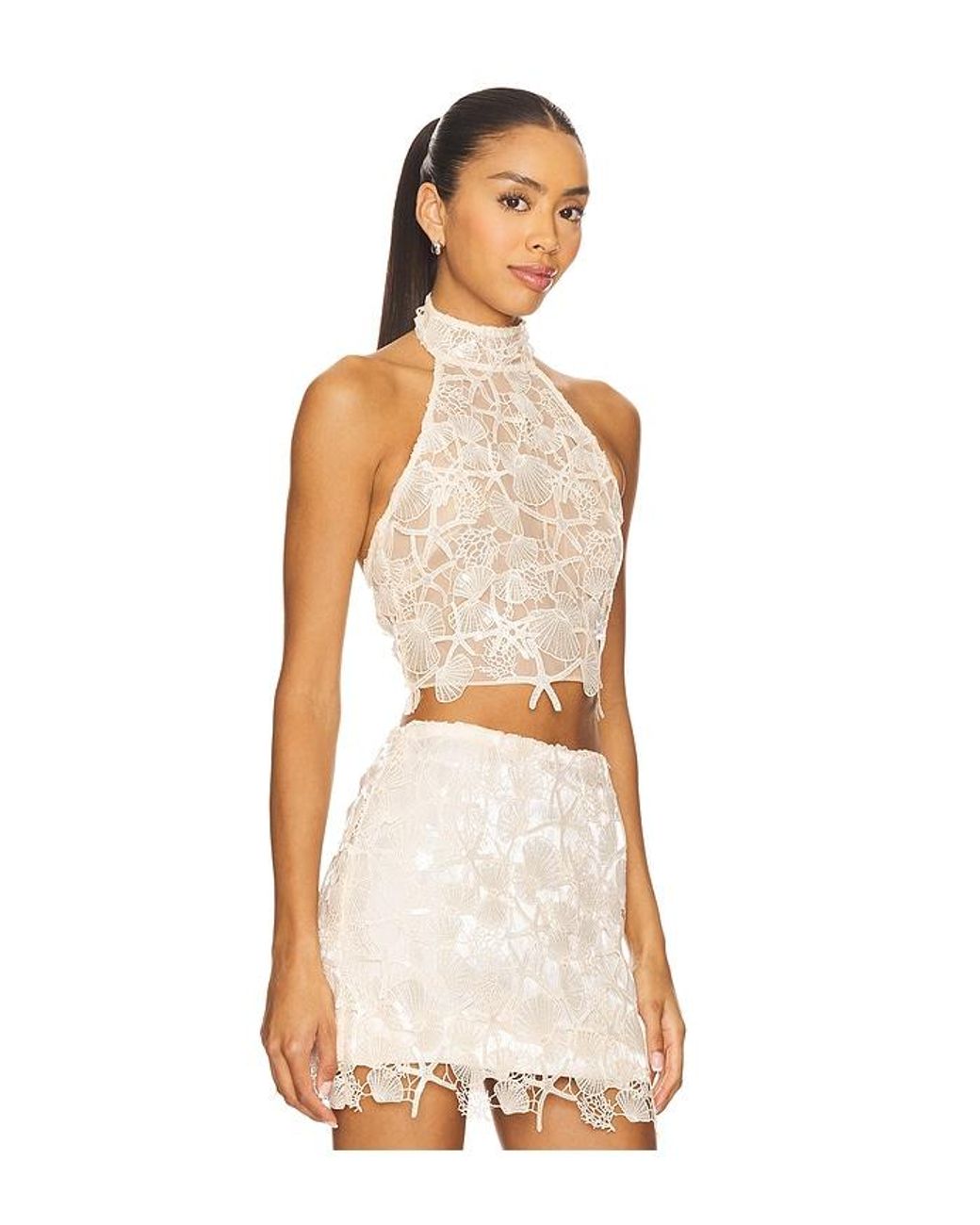 retroféte Natural Louelle Sequin Top