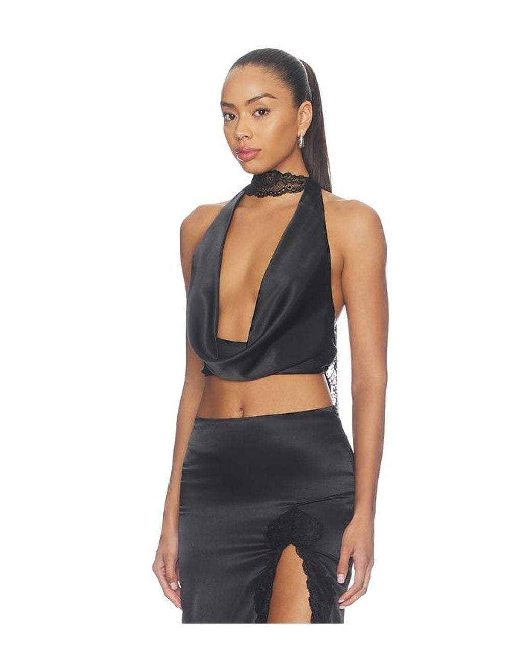 MORE TO COME Black Flyn Cowl Neck Top