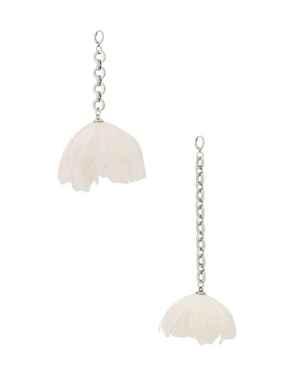 David Koma White Feather Flower Asymmetric Earrings