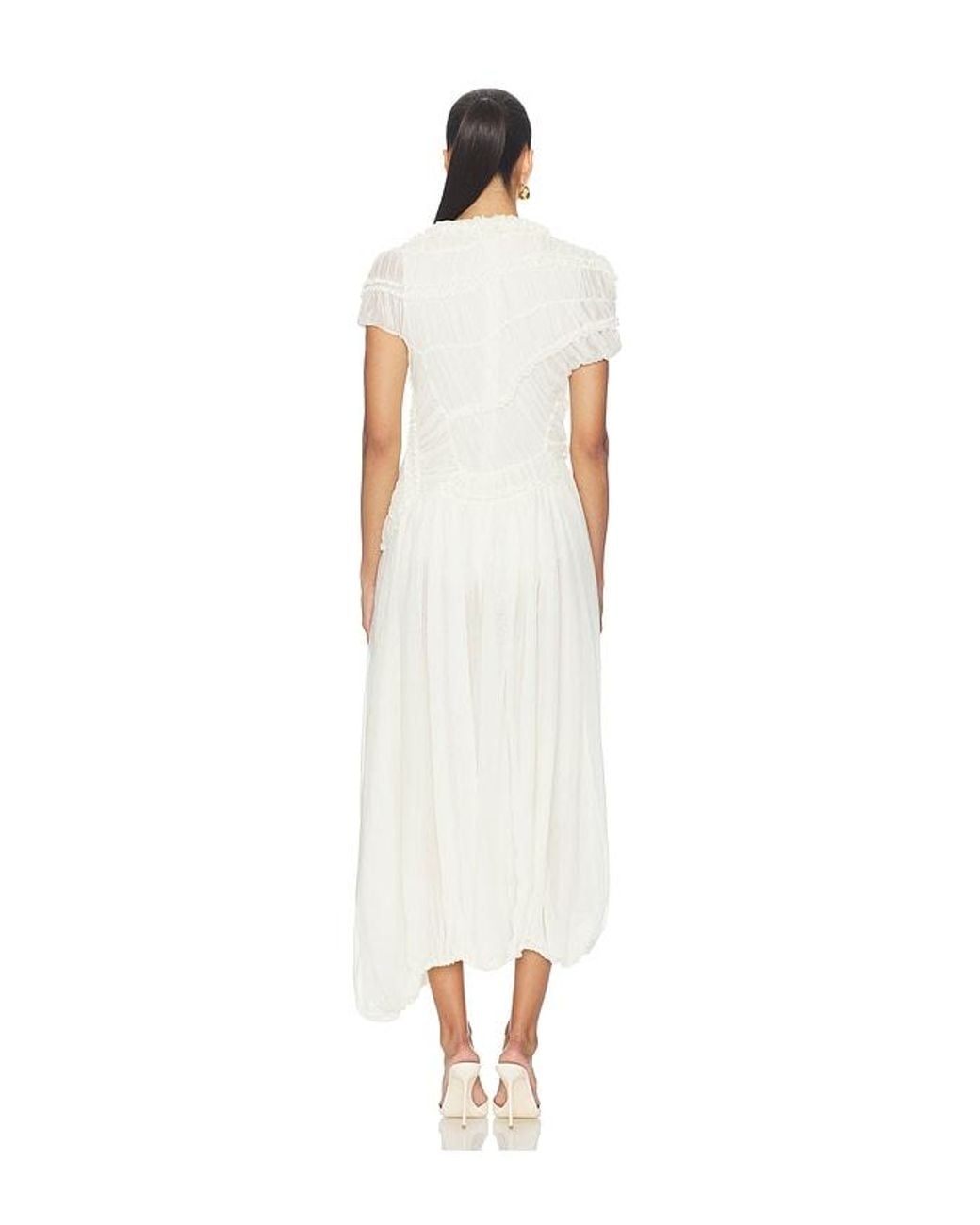 Magda Butrym White Sheer Asymmetrical Dress