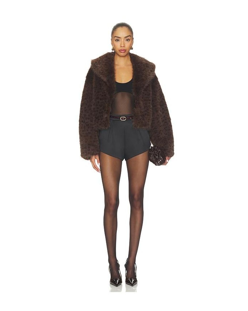 MAJORELLE Black Astrid Faux Fur Jacket