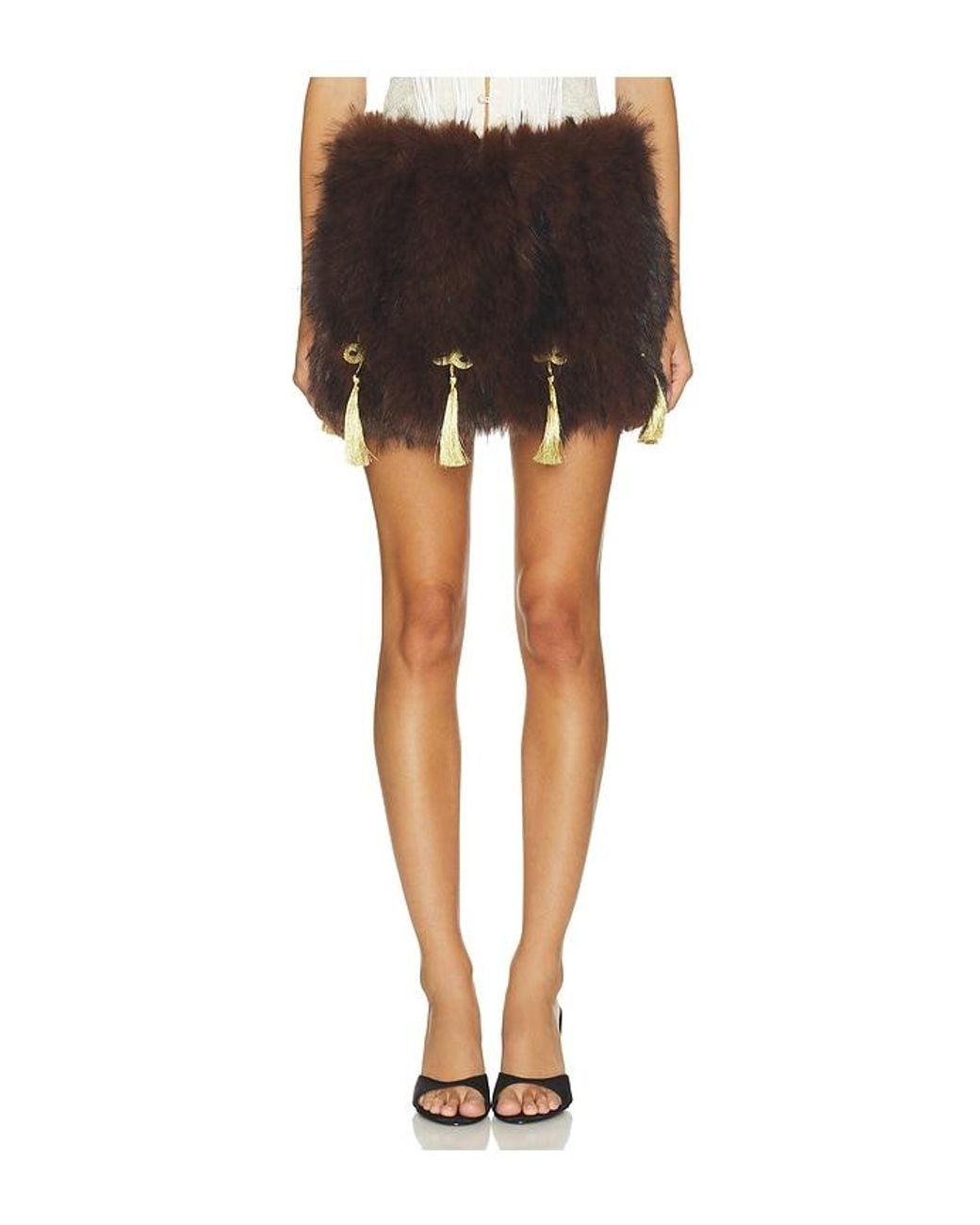 Kim Shui Black Elle Faux Fur Micro Mini Skirt