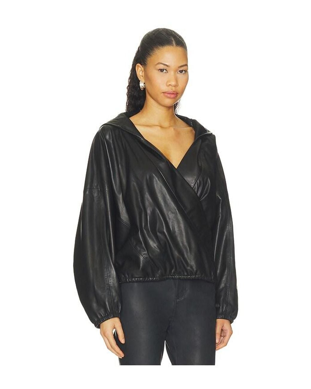 Herskind Black Sisi Leather Hooded Blouse