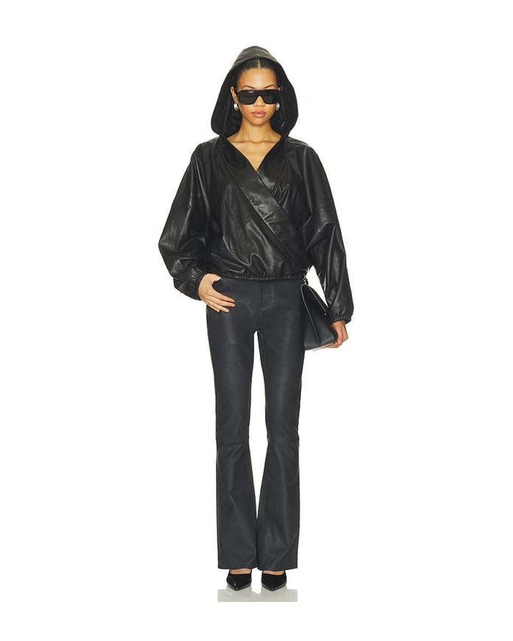 Herskind Black Sisi Leather Hooded Blouse
