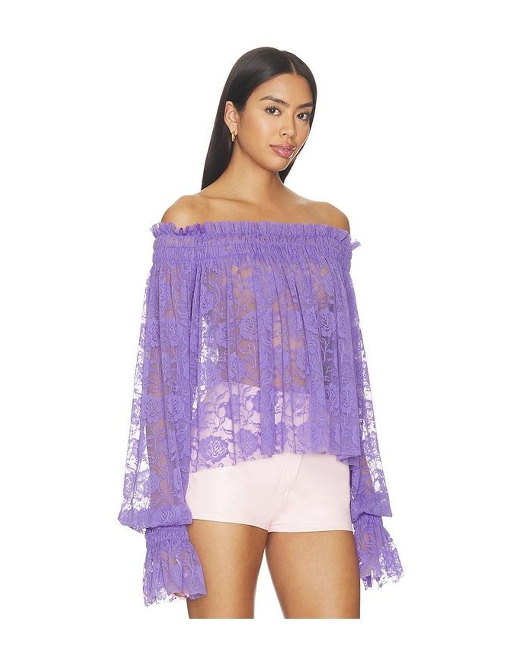 Norma Kamali Purple Long Sleeve Peasant Top