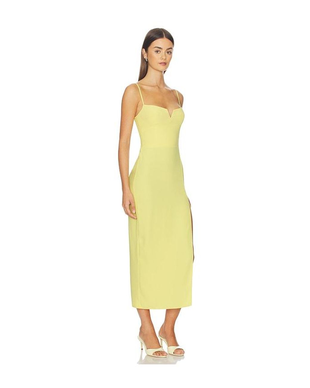 Amanda Uprichard Yellow Lyra Midi Dress