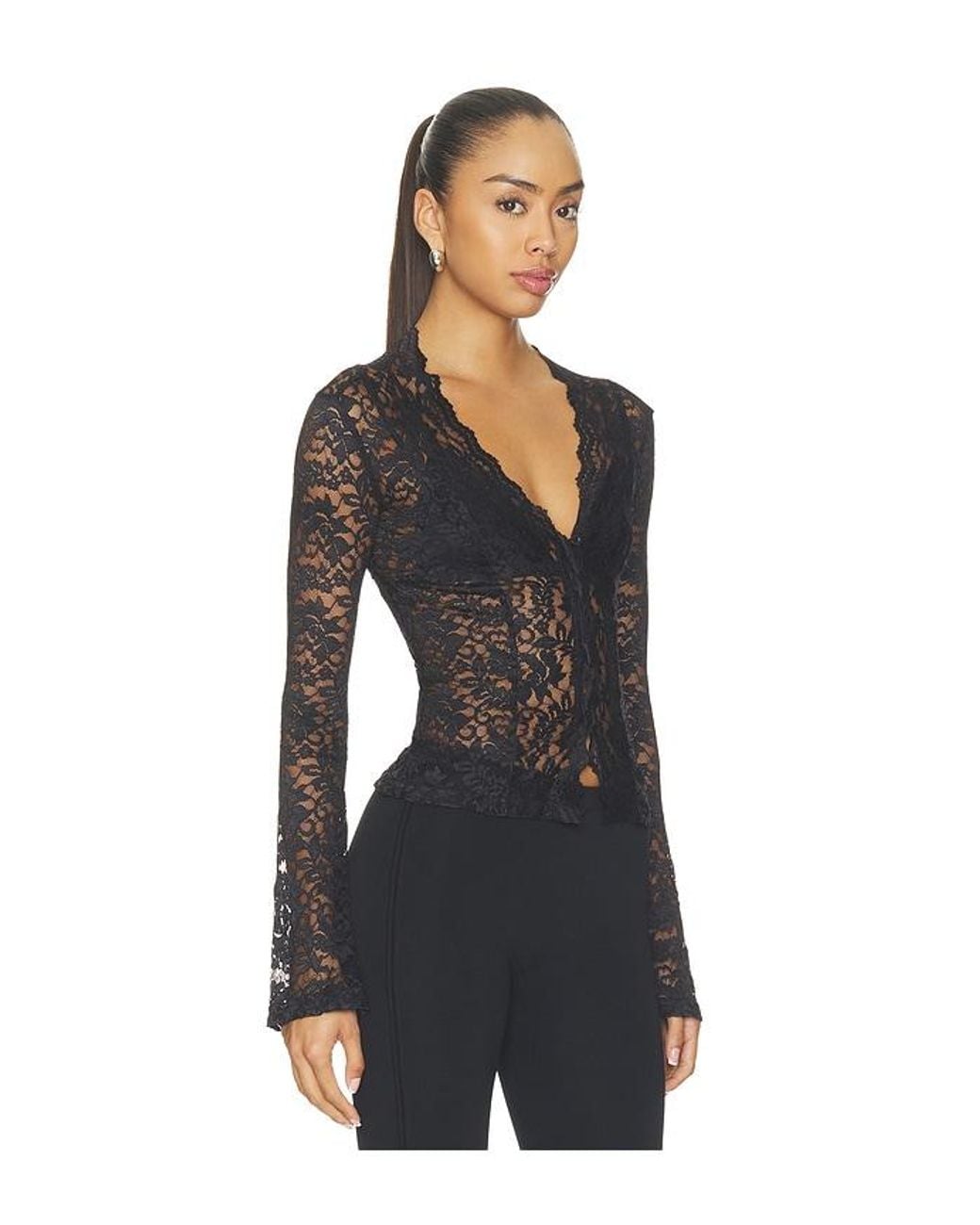 superdown Black Charlice Button Front Top
