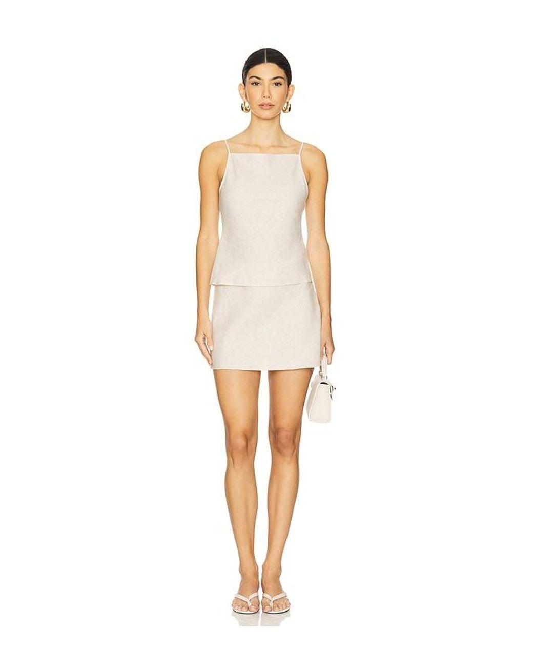 L'academie White Eula Linen Mini Skirt