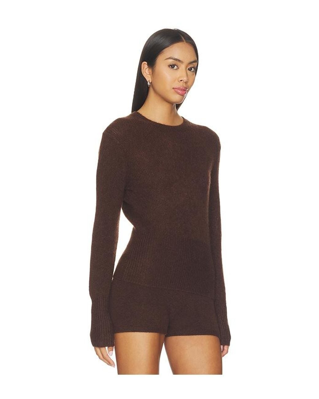 W. Cashmere Brown Laurel Cinched Waist Sweater