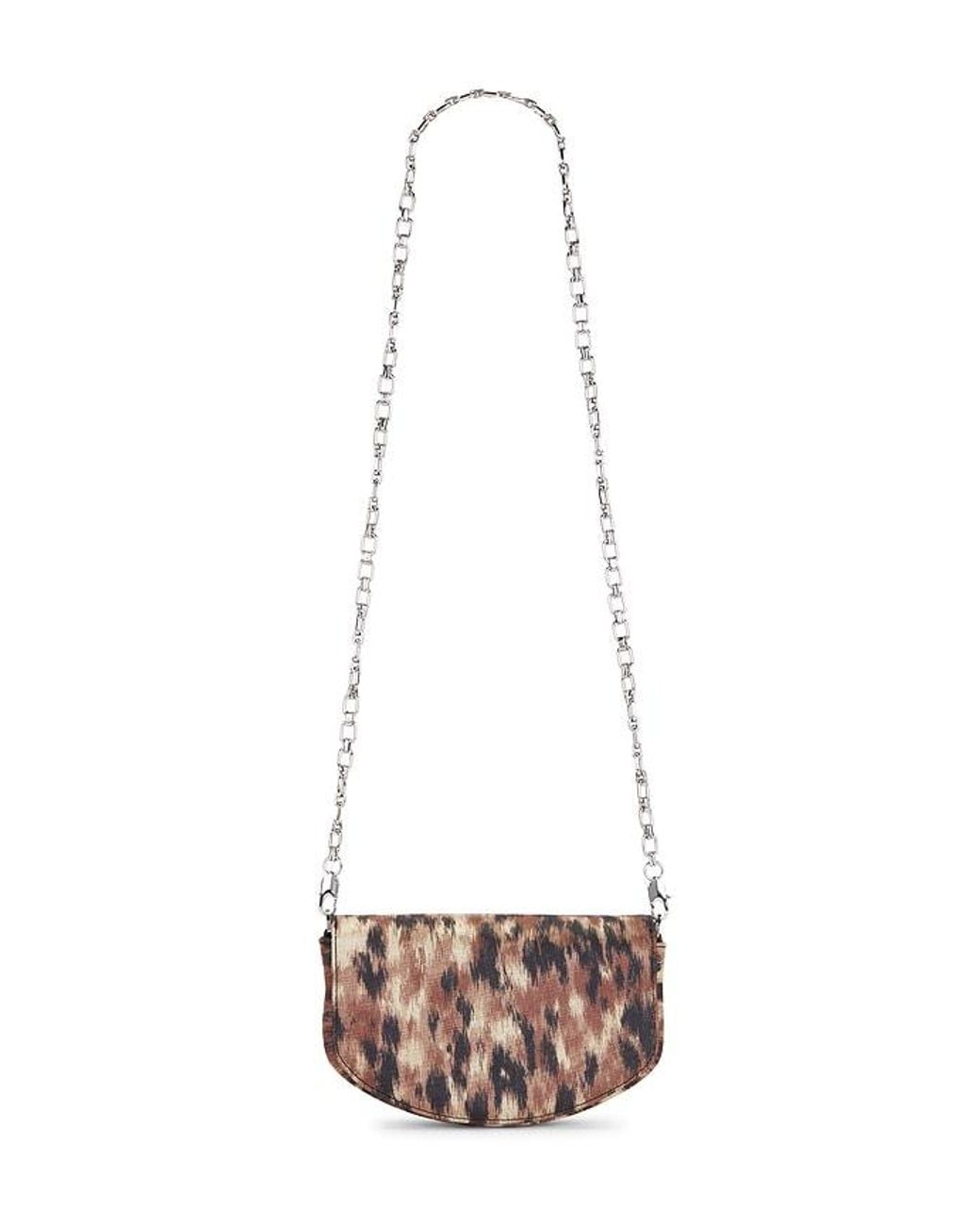 Ganni White Lulu Wallet On Chain Taffeta Bag