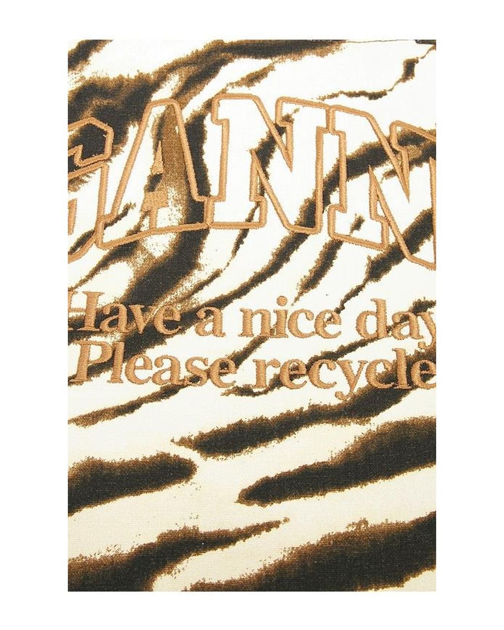 Ganni White Xxl Shopper Zebra Bag