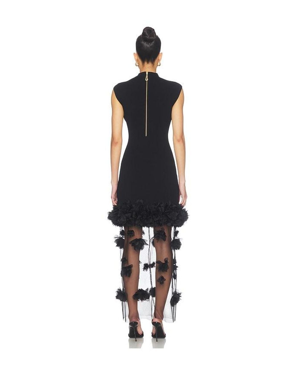 Aje. Black Fleura Knit Midi Dress