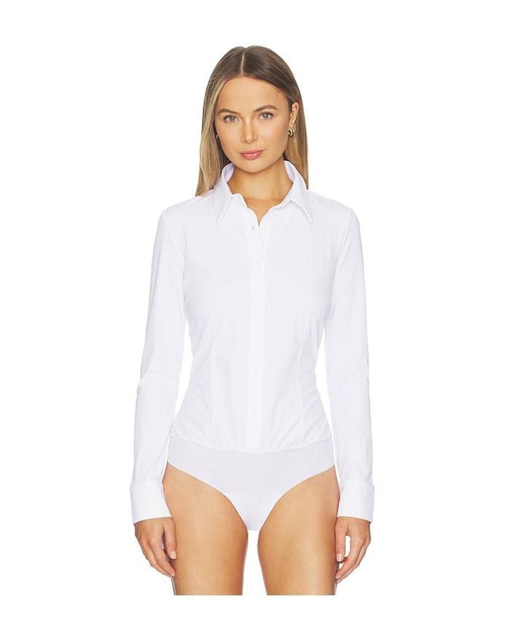 Commando White Classic Ribbed Button Down Bodysuit