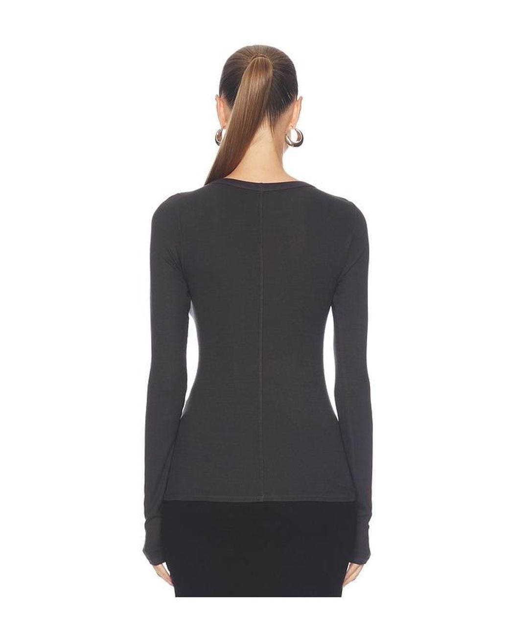 Enza Costa Black Silk Rib Essential Crew