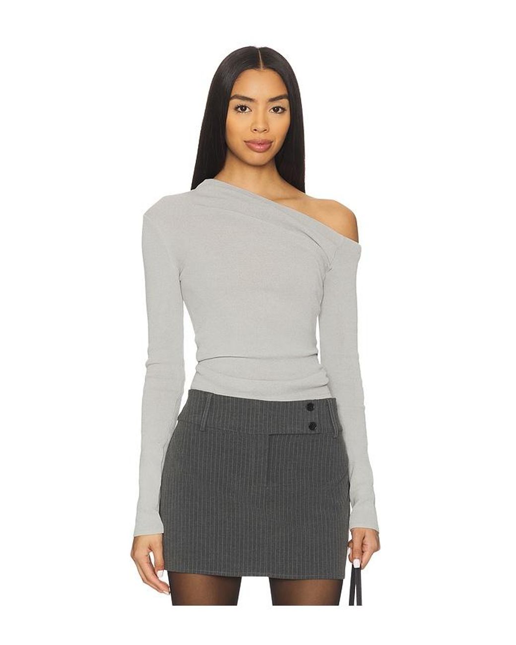 Lovers + Friends Gray Katalina Off The Shoulder Sweater