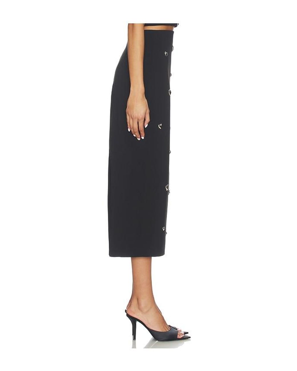 MILLY Black Heart Applique Maxi Skirt