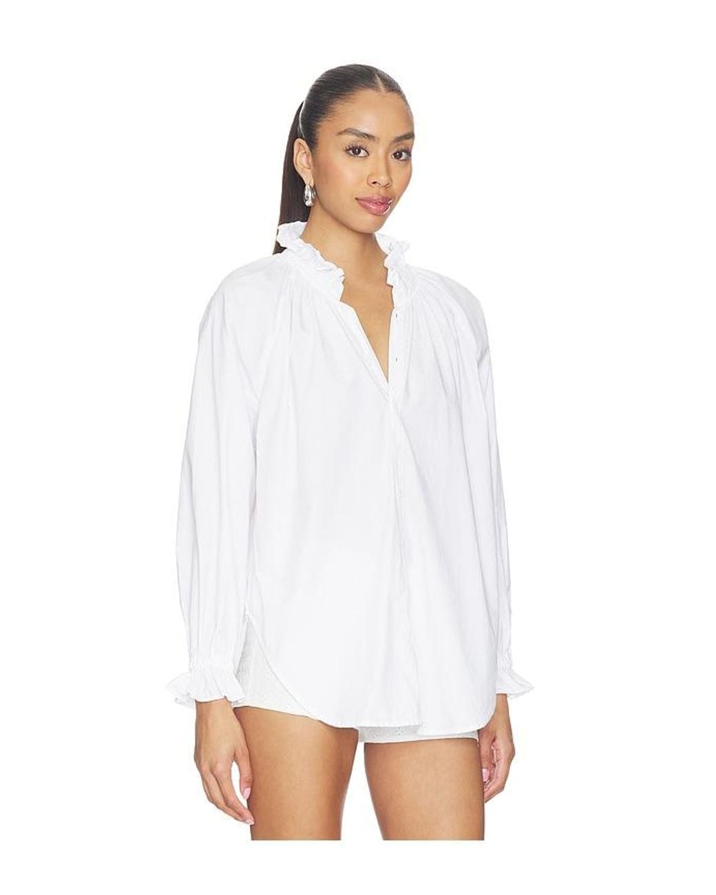 Citizens of Humanity White Loretta Ruffle Top