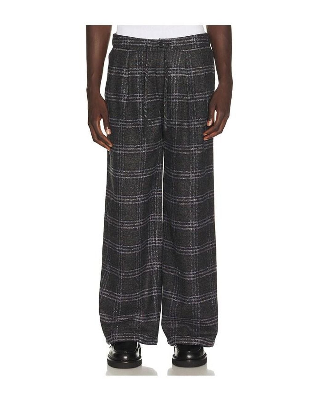 KROST Black Eco Half-Elastic Plaid Pant for men