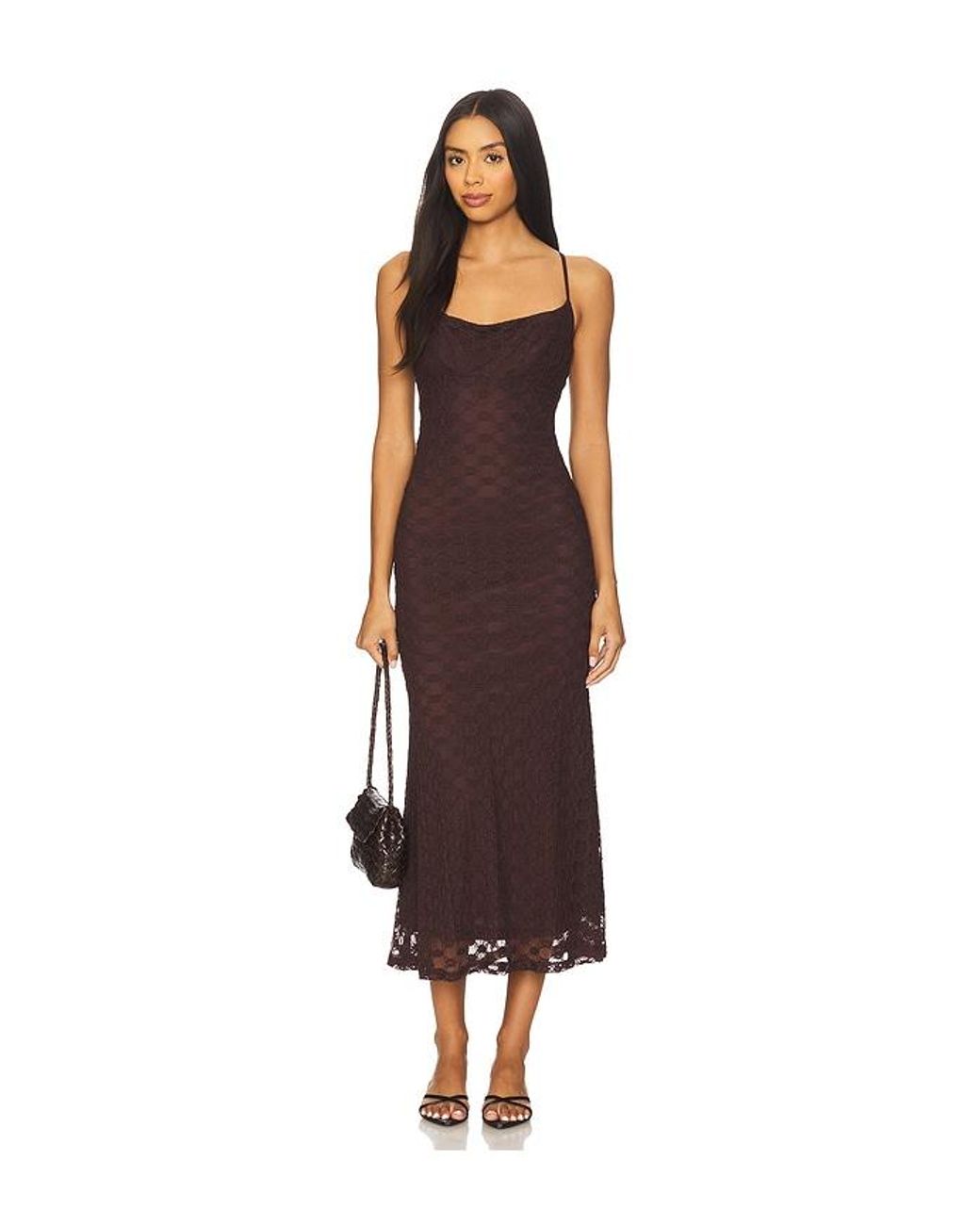 Bardot Brown Adoni Mesh Midi Dress