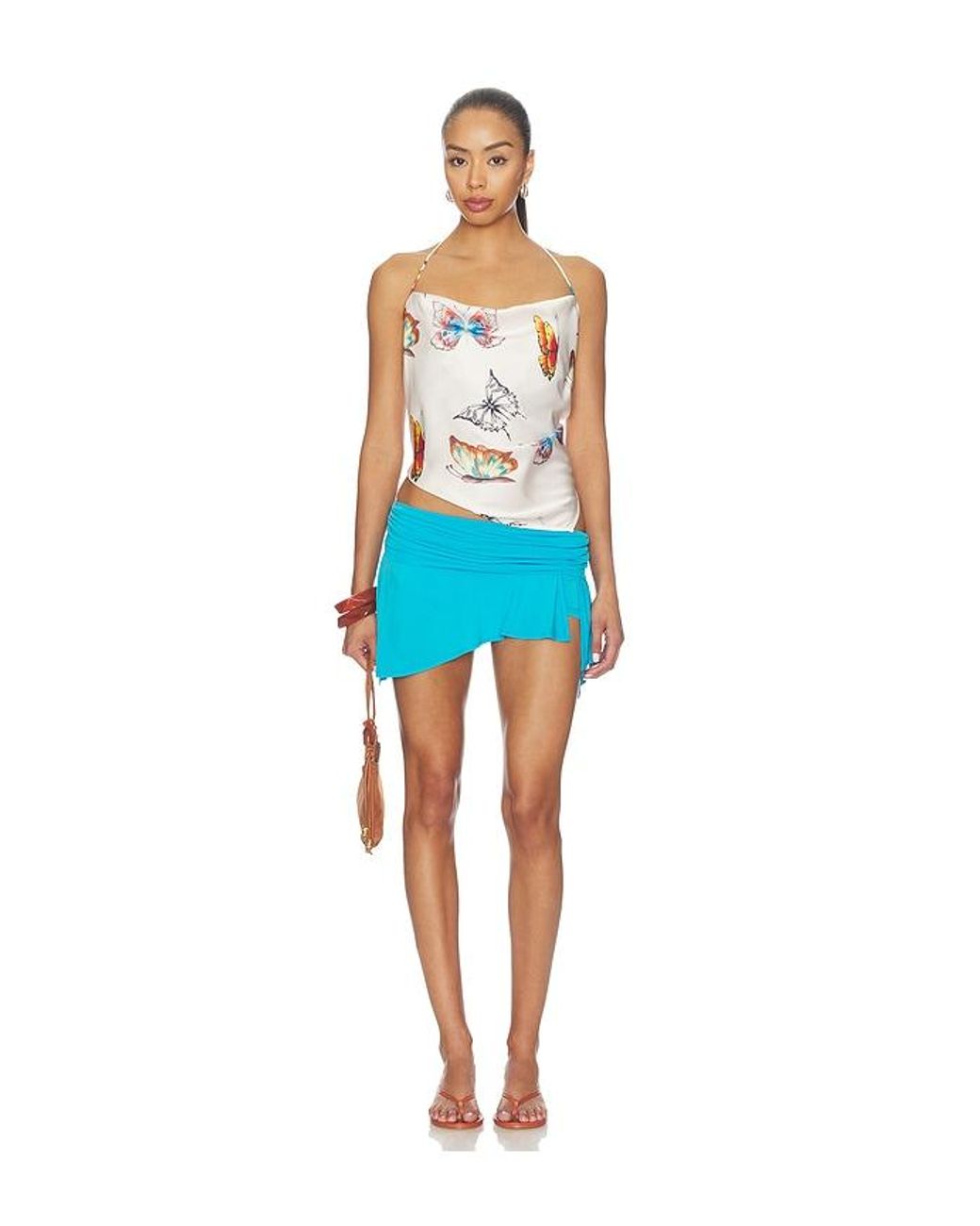 Juliet Johnstone White Satin Cowl Neck Halter Top